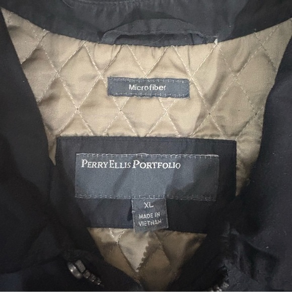 Perry Ellis Portfolio Insulated Windbreaker Jacket Mens XL Black Navy Full Zip - Picture 10 of 12